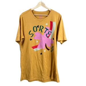 Cantão Tees Sorte‎ Graphic T-Shirt Yellow Abstract Print Size Large